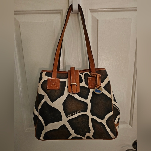 Dooney & Bourke Handbags - Dooney & Bourke Vintage Giraffe Shopper tote in canvas with leather trim EUC
